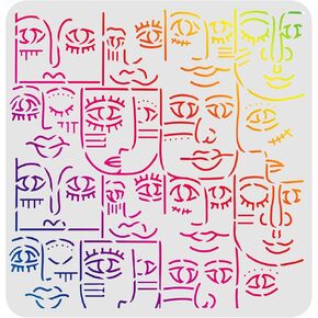 Fingerinspire الوجوه القبلية رسم قوالب الطلاء استنسل (11.8x11.8 بوصة) الوجوه القبلية البلاستيكية الإستنسل زخرفة مربعة للطلاء على الخشب والأرضية والجدار والنسيج