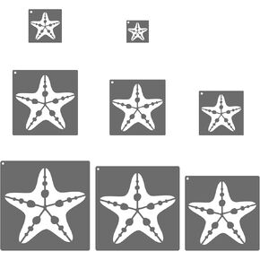 Patikil Starfish Stencils ، 16 pcs شاطئية شاطئ المحيطات من البلاستيك القابل لإعادة الاستخدام للطلاء على الحائط ، والخشب ، والنسيج