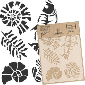 NAKLEO Painting Stencil for Crafts A4 8.3" x 11.8", Jurassic Ammonite Fossils Pattern, Reusable Plastic DIY & Scrapbooking Drawing Template, Decoupage Art Home Decor, Wall Wood Fabric Furniture