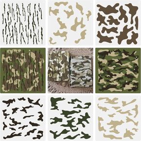 Camo Stencils أسفل الأرض التمويه 11.8x11.8 بوصة الاستنسل لجدران الطلاء الرش الحرف القابلة لإعادة الاستخدام للأثاث ، القماش ، الخشب ، الأرضية ، النسيج والبلاط (coma6)