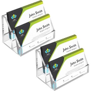 Honoson 2 Pack Acrylic Business Card حامل 2 Tier ذهبية العمل