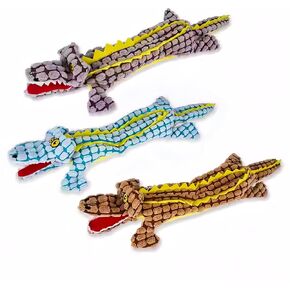 3pcs Crocodile Brothers Series Interactive Speceaky Dog Toy - متينة وآمنة - مثالية للجرى والكلاب الصغيرة المتوسطة - لا حشو ، سهلة التنظيف ، تعزز صحة الأسنان - وقت اللعب