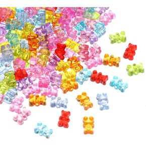 200pcs صافية حبات الدب الأكريليكي مختلط لون شفاف صمغية الدب الفاصل منجزة لطيفة لطيف حلوى الدب السحر الدب لطيف ل DIY سوار قرط القلادة المجوهرات صنع لوازم