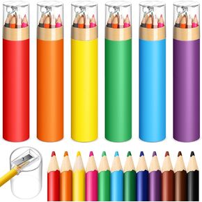 24 Pack Colored Pencils Bulk with Sharpener 12 Assorted Colors Portable Pre-sharpened Drawing Colored Pencils Easter Gifts for Kids Adults Art Party Painting Classroom Prizes School Supplies