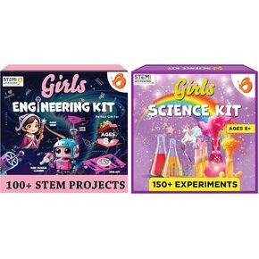 ButterflyEdufields 100+ STEM Projects Girls Mini Engineering Kit for Ages 8 10 12 15 Years & 150+ Girls Science Kit for Kids Ages 8 9 10 11 12 Years
