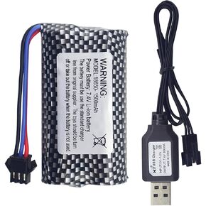 7.4V 1500mAh SM-3P Plug Lithium Battery مع كابل شحن USB لـ DE43 DE60 RC RACING RC CAR BUTTION