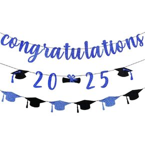 Congratulations 2025 Banner Red Glitter, Congratulations Class of 2025 Graduation Banner for College 2025 Graduation Party Decorations Red in Kuwait