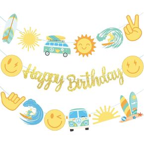 لافتات عيد ميلاد تصفح الهبي الأزخراء حفل عيد ميلاد الأزخرفة 3pcs شاطئ الأمواج لافتات بوهو تزلج ديكور حفلة عيد ميلاد للركوب
