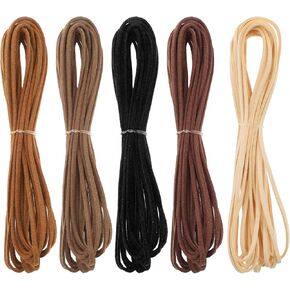 5 PCS Leather Shoe Laces, 3 mm X 5.4 Yard Leather Strings for Crafting, 5 Colors Leather Rope, Suede Leather Strips Cord for Jewelry Making
