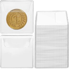 Simarro 200pcs عملة الجيب الفردية تقلب الأكمام عملة عملة ، 2.2 × 2.2 بوصة واضحة حماة عملة العملات المعدنية التذكارية.