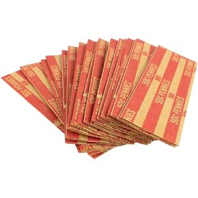 Controltek 50 Penny Coin Wrapper ، Kraft/Red ، 1000/Box (560042)
