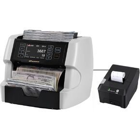 NUCOUN VC-3 Mixed Denomination Money Counter Machine White and 50mm POS Thermal Receipt Printer