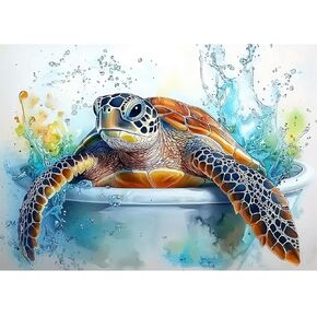 Ceovr Sea Turtle Turtle Diamond Art Kits للبالغين ، والسلاحف الاستحمام Diamond Painting Dots 5D Full Drill DIY GEM ART ، CHALE CARPHS KITS DICER FOR Home Office 12x16in