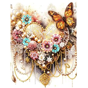 KYNBKLASS Heart Diamond Art Kits for Adults, DIY 5D Diamond Art Butterflies with Complete Production Tools, Vivid Sparkling Diamonds for Home Wall Decor & Holiday Gift