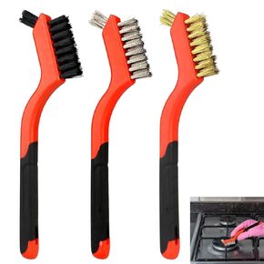 3Pcs Upgrade Wire Brush Set - Brass/Stainless Steel/Nylon Bristles,Rust Remover Brass Brush, Wire Brushes for Paint and Stain, 7 Inches,Brass Brush Tool Rust Remover for Metal