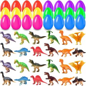 24pcs بيض عيد الفصح مع الديناصورات في الداخل ، حشو سلة عيد الفصح الحفلات عيد الفصح للأطفال ، وبيض عيد الفصح المملوءة لصيد عيد الفصح ، لوازم جائزة الفصول الدراسية