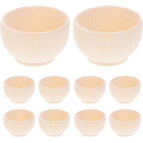 Unfinished Wood Blank Bowls 10pcs Miniature Wooden Bowls Unpainted Tiny Bowls Dollhouse Tableware for DIY Painting Art Crafts Projects Staining Decor