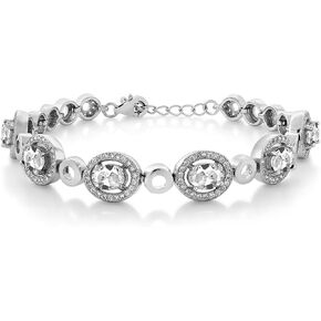 Gem Stone King 925 Sterling Silver Green Prasiolite Tennis Bracelet For Women (6.42 Cttw, Gemstone Birthstone, Oval 7X5MM, 7 Inch with 1 Inch Extender) in Saudi Arabia