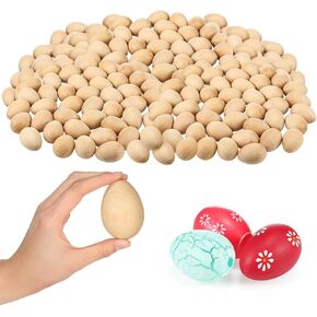200 Pcs Unpainted Wooden Easter Eggs Unfinished Wood Eggs for DIY Easter Eggs, Easter Decorations, Fake Faux Wood Eggs for Easter Crafts, Egg Hunt, Encouraging Hens to Lay Eggs (Wood)