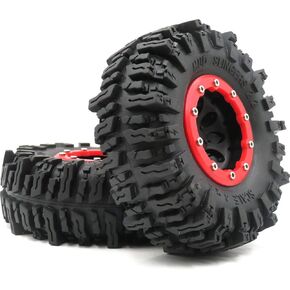 Hobbysoul 2PCS RC Rock Crawler 2.2 Beadlock Wheels and Tyres تعيين 124 ملم Mud Slingers Tyre & Plastic Rims 12mm لـ 1/10 ترقيات شاحنة ، HS211283-2