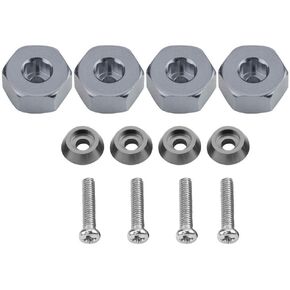 RC Car Hex Hub Adapter ، 4 PCS Aluminium Aluminium Swoy 6mm to 12mm Whex Hex Hub Adapter لـ WPL 1634 RC Truck RC Park Part Compansory (رمادي)