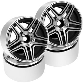 4pcs vgoohobby alloy 2.2 "Beadlock 5 spokes Rims 12mm hex متوافقة مع محوري Wraith SCX10 TRX4 D90 1/10 RC Crawler Car (Black)