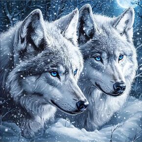 stglcr wolf diamond kits للبالغين ، 5D Wolf Winter Diamond Art Kits للمبتدئين ، DIY Full Drill Animal Paint مع الماس ، ديكور الجدار المنزلي 12 × 12 بوصة