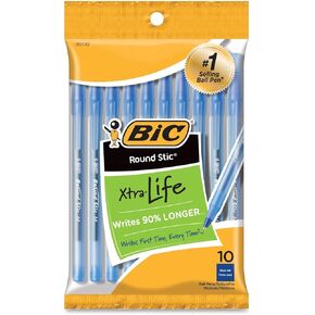 قلم الكرة stic round bic ، الأزرق ، 10 ct