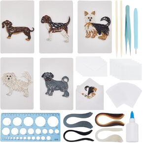 WEBEEDY 20 Sets Paper Quilling Kit for Adults Beginners DIY Dog Theme Greeting Cards Making Kit with Instruction Animal Pet Dog Card for All Occasions for Birthday,Mothers Day,Thanksgiving