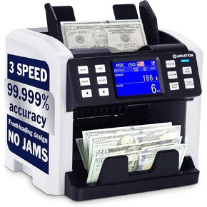 Carnation CR8 Symped Money Money Sorter مع عداد فاتورة من الدرجة المدمجة مع الكشف المزيف ، وتتبع الأرقام التسلسلية ، ودعم متعدد العملة ومستشعرات رابطة الدول المستقلة 2