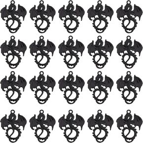 SUNNYCLUE 1 Box 155g 50Pcs Dragon Charms Flying Dragon Charm Tibetan Style Electroplated Black Dragon Pterosaur Animal Charms for Jewelry Making Charm Courage Earrings Necklace Bracelet DIY Supplies