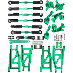 ترقيات جزء ل 1/10 Rustler/Slash/Stampede 4x4 VXL ، وربطات Camber القابلة للتعديل وربط العجلات من الألومنيوم ، وكتل التوجيه ، وحاملات محور العصر الخلفي ، و Hex و Suspension ذراع ، والأخضر ،