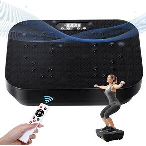 TODO Vibration Plate Exercise Machine Whole Body Vibration Machine with Remote Control for Pain Relief, Lymphatic Drainage, Weight Loss(3 Resistance Loops/Resistance Bands)