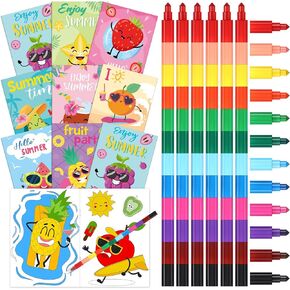 PASIMY 48 PCS Fruit Party Party Summer Favors كتب التلوين مع تلوين تلوين تلوين قابلة للتكديس رسم مستلزمات الحفلات كتيب لألعاب Art Art Diy Goodie Bag Fillers