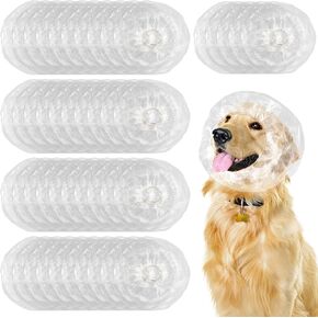 Geyoga 100 pcs يمكن التخلص من الكلب دش غطاء الأذن أغطية أذن الحيوانات الأليفة حماية للاستحمام شفاف البلاستيك مقاوم للماء قطرات الأذن لليارتي