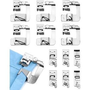 Qwork Machine Machine Feet ، 6 pcs foot foot rawrow foot (3/4/6mm) ، 6 pcs foot fore hend foot (4/8،6/8،8/8inch) ، ملحقات الخياطة