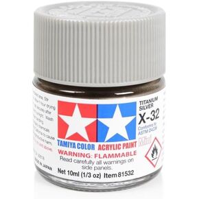 tamiya acrylic mini x32metalic titan slvr tam81532 plastics paint acrylic