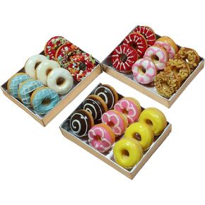 3 قطع 1:12 DONUT DOLLHOUSE مصغرة في الدرج ، دمية الغذاء الملونة DONUT DOLLHOUS