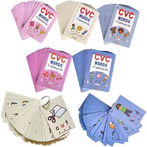 Lachilly CVC Words FlashCard Contonant+حرف علة+لوازم التعلم Toddler Onsonant لأدوات تعليم معلمي رياض الأطفال 126 بطاقات