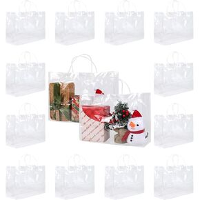 Zandfelo 12 pcs أكياس هدايا كبيرة واضحة مع مقبض ، 16'x6''x12 '' ، حقيبة كبيرة من الأكياس الصافية الصافية ，