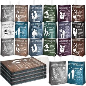 RESHOLDER 48 PCS أكياس هدايا عيد الأب المسيحيين الكثافة الكنسية الدينية للكنيسة المقدس أكياس ورقية مع مقابض هدايا ملهمة لأبي الجد الإمدادات حفلة عيد الأب