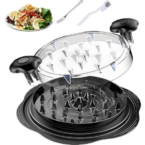 Chicken Shredder Tool Twist Large - 10'' Pro Meat Shredders for Chicken Breast,Visible Kitchen Gadgets Grinder Machine with Brush,Non-Slip Chicken-Shaped Base,Ergonomic Handle,Cyan