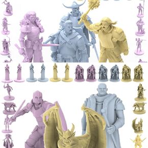 204 Minis in 34 Designs Mythical Heroes Town Dwellers, Heroes and Monsters Mini Figure Set for RPGs - 102 Pcs in 17 Designs, Suitable Size for DND