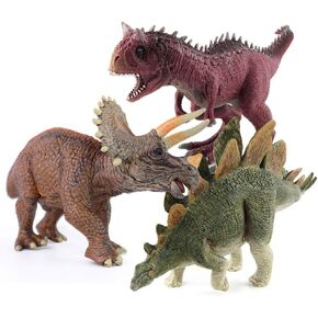 3 أجهزة كمبيوتر كبيرة نموذج الديناصورات نموذج العمل محاكاة Carnotaurus واقعية Stegosaurus triceratops Playset الحزب المعرفي الحزب تفضل ديكور للأطفال الصبيان الصغار 5 6 7 8 سنوات