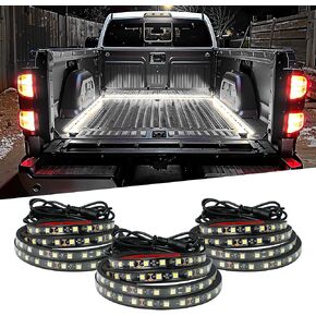 4WDKING Truck Tailgate Light Bar, 60" Triple Row LED Strip with Red Brake White Reverse Amber Turn Signal for Pickup Trailer SUV RV Van ATV UTV