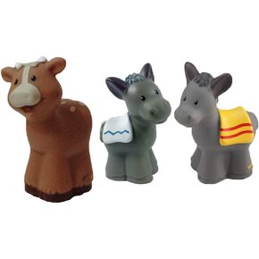 Replacement Parts for Little-People Christmas Nativity Playset - Replacement 2 Donkeys and 1 Cow Figure ~ Works with FPT07, DPX53, J2404 and Many Other Sets