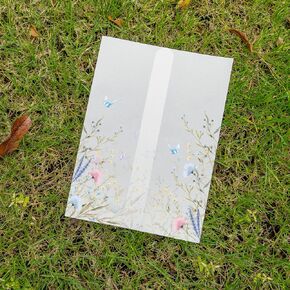 50 Pack Vellum Jackets for 5x7 Invitations - Pre-Folded Vellum Paper 5x7, 130GSM Translucent Wedding Invitations Wraps for Wedding, Baby Shower, Birthday Invitation (Wildflower Pattern)