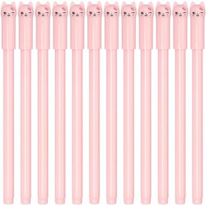 sencoo Girl Cute Pens Red Ink Kawaii Pen Cute Cat Pen 0.5 mm Ball Point Pens for School Office Supplies (Red)