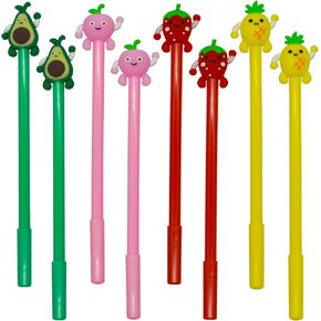 Maydahui 12 PCS ثمار على شكل أقلام أسطوانة أقلام كاواي قلم الأسود حبر حبر الفراولة تصميم الأناناس العصير
