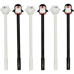 8pcs Penguin Penguin & Polar Bear Pens - White & Black Ink ، 0.5 ملم للمدرسة والمكتب والمنزل